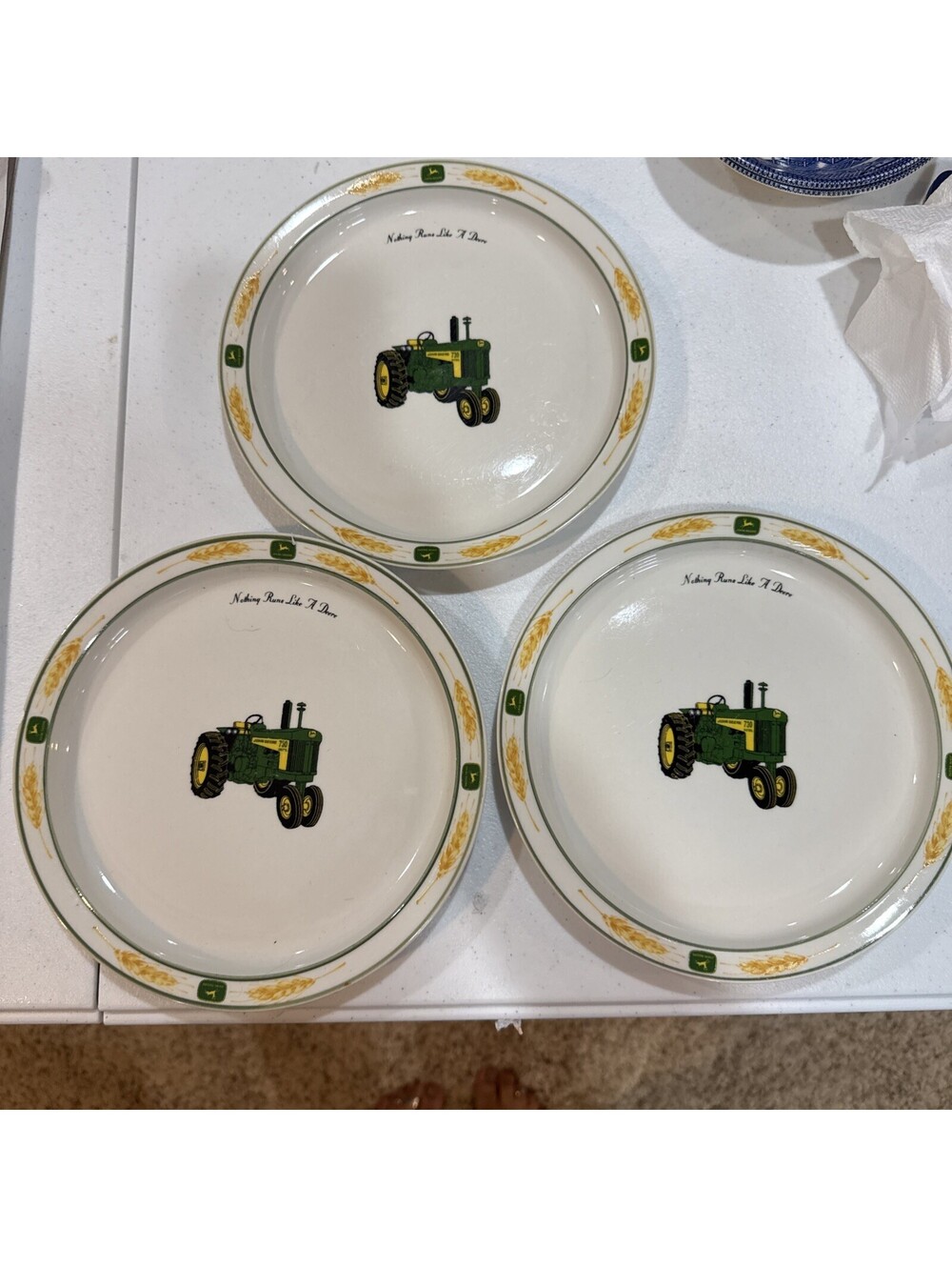 John Deere Set of 3 Collectible Tractor Plates Agriculture Theme 8”